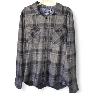 Chaps Black & Gray Plaid Flannel Shirt XXL Button-Up Stretch Soft Casual Classic